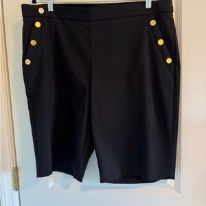 Liz Claiborne Black Shorts with Gold Button Details